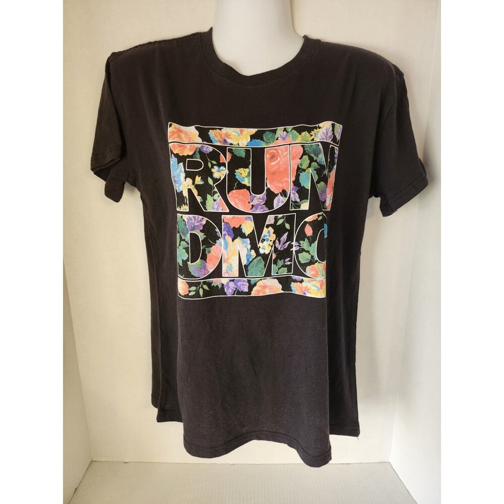 Run DMC Womens Shirt Top Blouse Size Small Multicolor Floral Logo